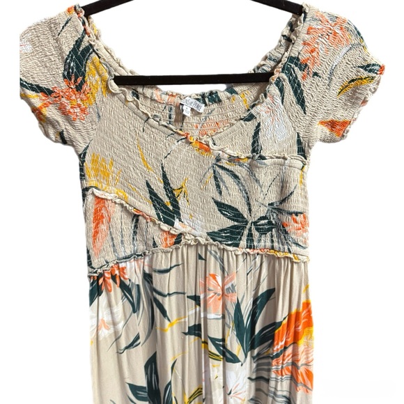 Patron of Peace Tropical Smocked Wide Leg Jumpsuit Resort Vacation Sz S - Picture 3 of 6